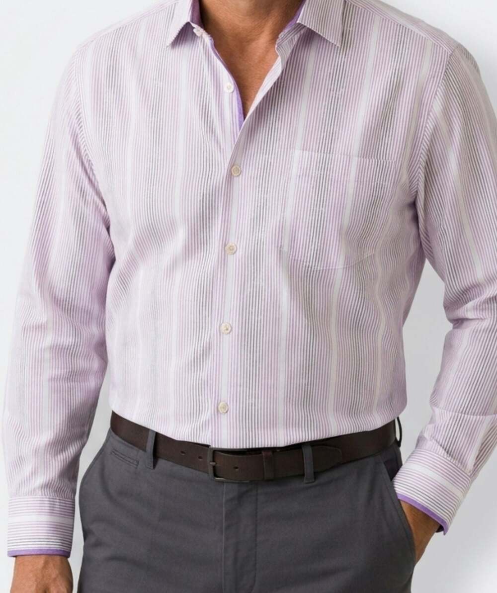 Tommy Bahama Dress Shirt with Vertical Textured Stripe Pattern (M) - Picture 2 of 11